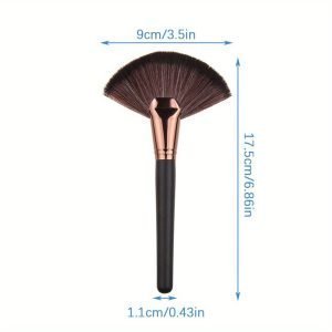 1715873099044-736eb8bafee147b9ae95d46f98e83d67-goods Fan-shaped Powder Finishing Brush - Black and Golden Handle